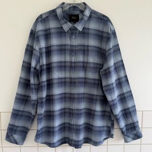 Rails Men's Blue Gradient Plaid Button-Down Flannel Shirt Sz: XXL